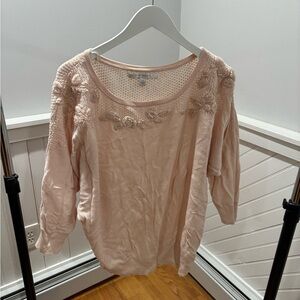 LC Lauren Conrad petal pink sweater with pearl details